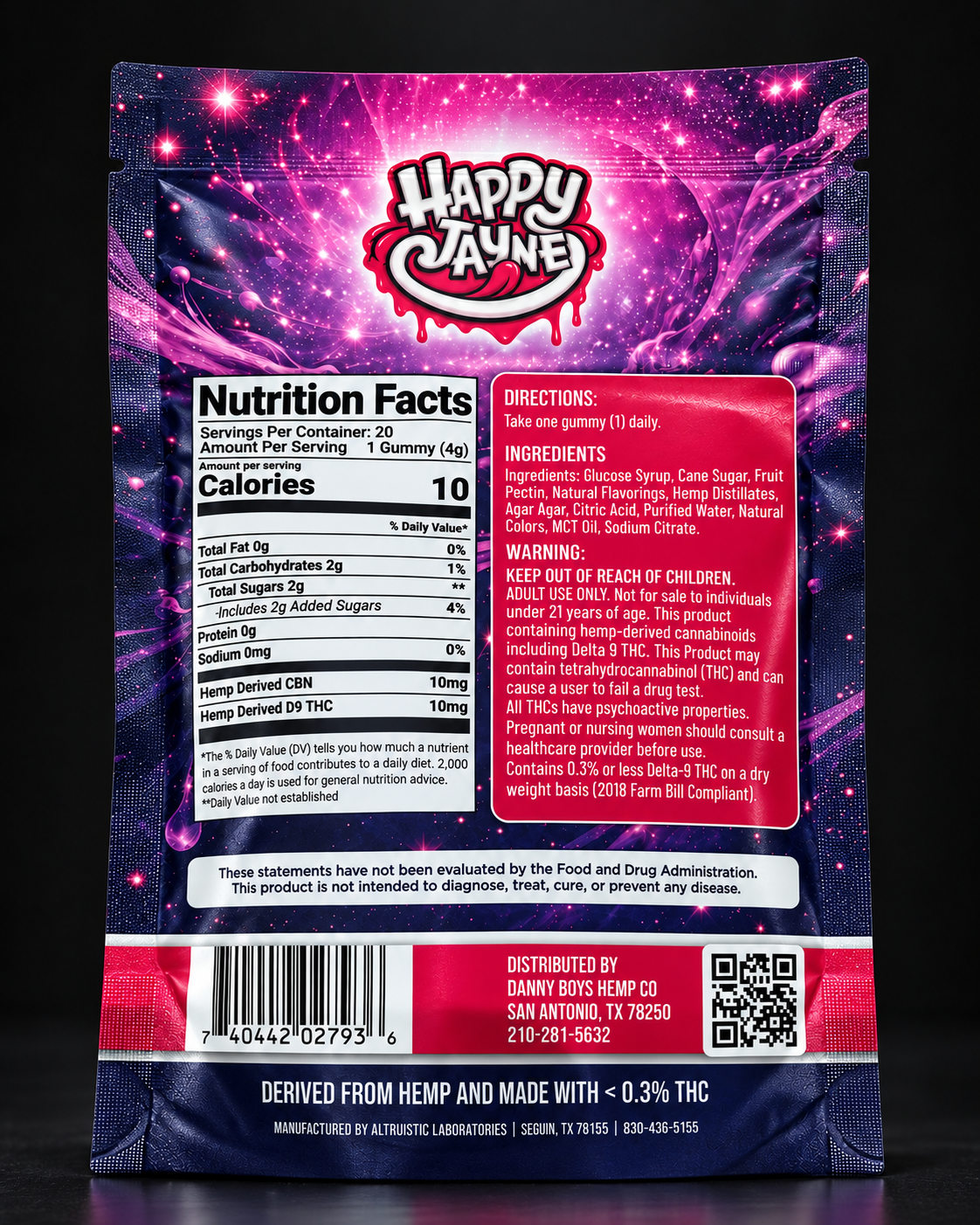 Blueberry Pomegranate back-of-bag packaging